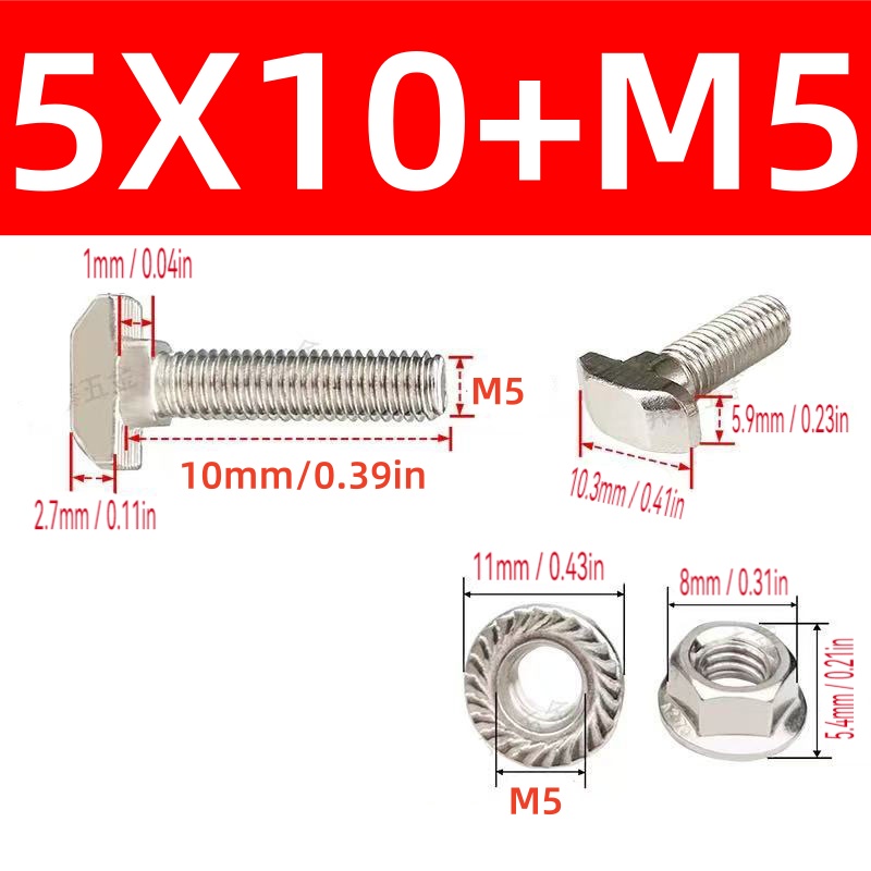 10Sets M5 T Bolt Screw and Hex – обзор и цена Aluminum T-Slot Profile