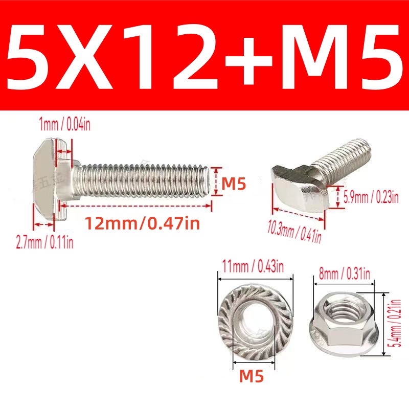 10Sets M5 T Bolt Screw and Hex – обзор и цена Aluminum T-Slot Profile