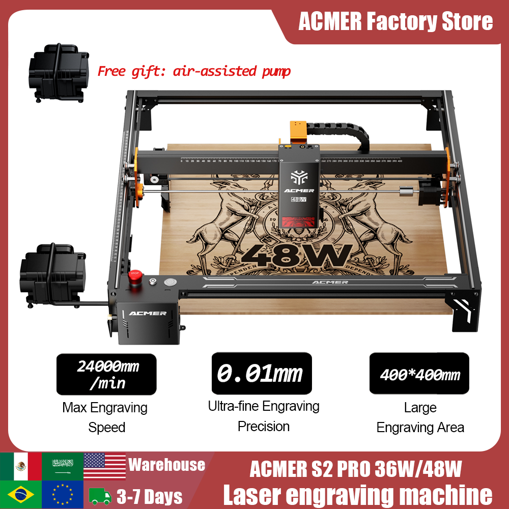 ACMER S2 PRO 36W/48W Laser Eng – обзор и цена Industrial Laser Cutting Machine